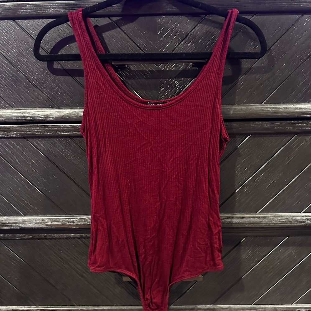Maroon ribbed bodysuit
